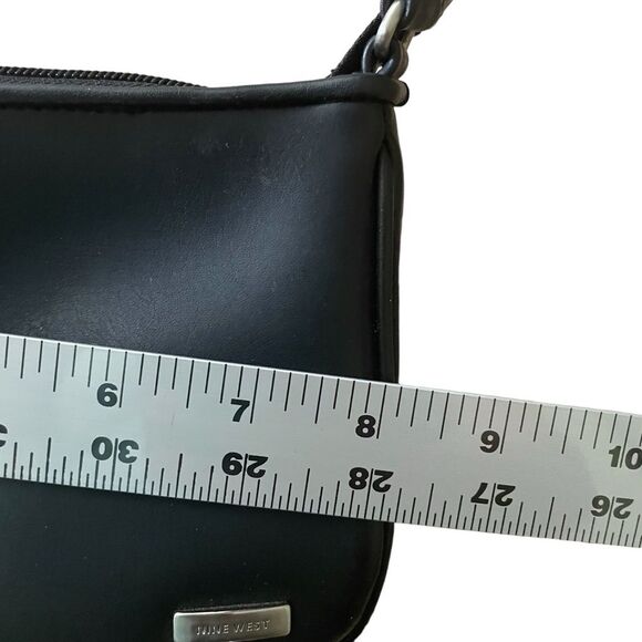 Vintage 90s Y2K Nine West Black Leather Mini Shoulder Bag - Picture 4 of 6